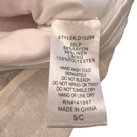 C. Puce Sleeveless Lined Dress Linen Blend Red Embroidered Trim BOHO Summer EUC - Picture 15 of 16